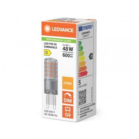 Ledvance G9 LED Stiftsockel Lampe PIN 4,4W wie 48W dimmbar 2700K warmweißes Licht